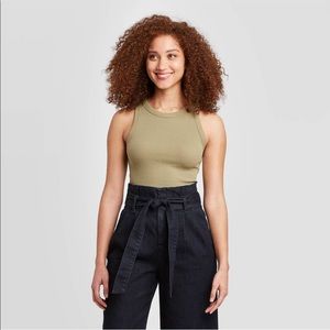 Olive high neck tank top